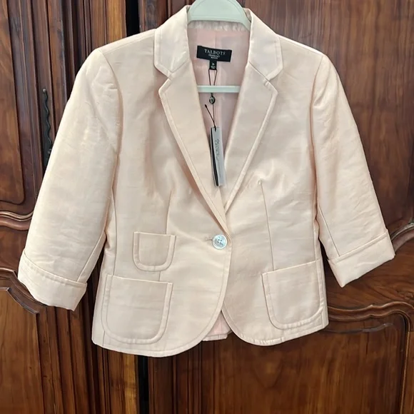Talbots 3/4 sleeve silk & wool blend blazer NWT